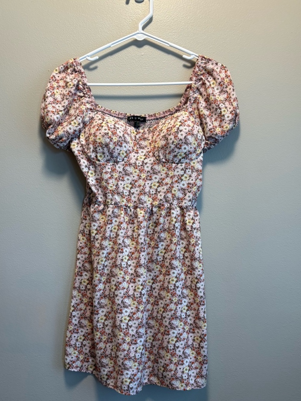 As U Wish Floral Mini Dress | Puff Sleeve | Smocked Back | Size Small
